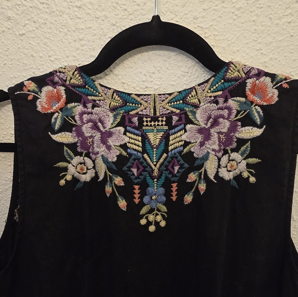 Johnny Was Black Floral Embroidered Dress - Picture 5 of 16